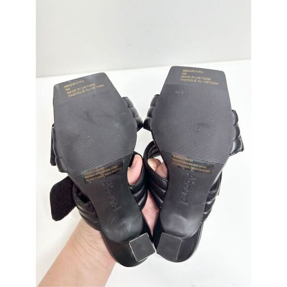 Abound Shoes Womens Size 5 Qarly Heeled Black Square Toe Slip On Sandals - Picture 7 of 7